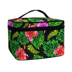 Monstera Hibiscus Hawaii Pattern Print Travel Makeup Bag