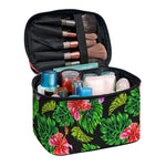 Monstera Hibiscus Hawaii Pattern Print Travel Makeup Bag