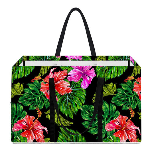 Monstera Hibiscus Hawaii Pattern Print Utility Tote Bag