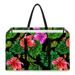 Monstera Hibiscus Hawaii Pattern Print Utility Tote Bag