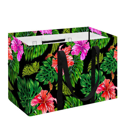 Monstera Hibiscus Hawaii Pattern Print Utility Tote Bag