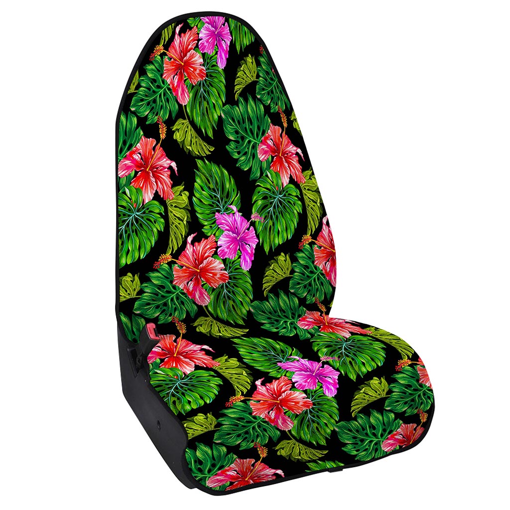 Monstera Hibiscus Hawaii Pattern Print Waterproof Car Seat Cover