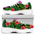 Monstera Hibiscus Hawaii Pattern Print White Chunky Shoes