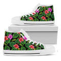 Monstera Hibiscus Hawaii Pattern Print White High Top Sneakers