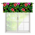 Monstera Hibiscus Hawaii Pattern Print Window Valance
