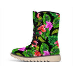 Monstera Hibiscus Hawaii Pattern Print Winter Boots