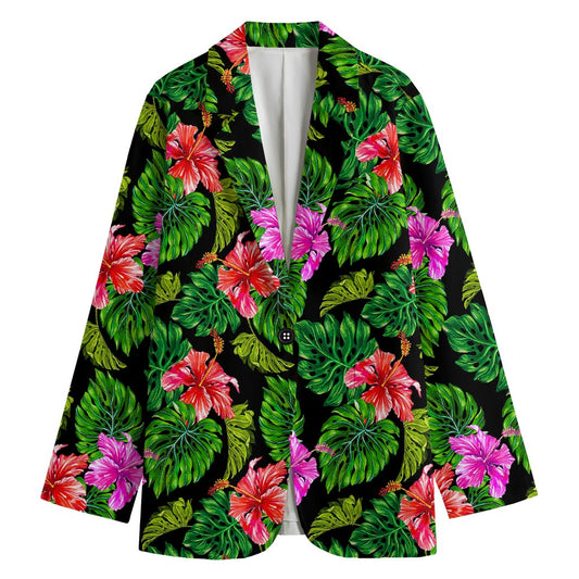 Monstera Hibiscus Hawaii Pattern Print Women's Blazer