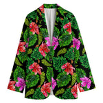 Monstera Hibiscus Hawaii Pattern Print Women's Cotton Blazer