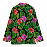 Monstera Hibiscus Hawaii Pattern Print Women's Cotton Blazer