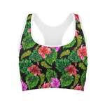 Monstera Hibiscus Hawaii Pattern Print Women's Sports Bra