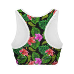 Monstera Hibiscus Hawaii Pattern Print Women's Sports Bra