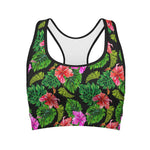 Monstera Hibiscus Hawaii Pattern Print Women's Sports Bra