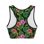 Monstera Hibiscus Hawaii Pattern Print Women's Sports Bra