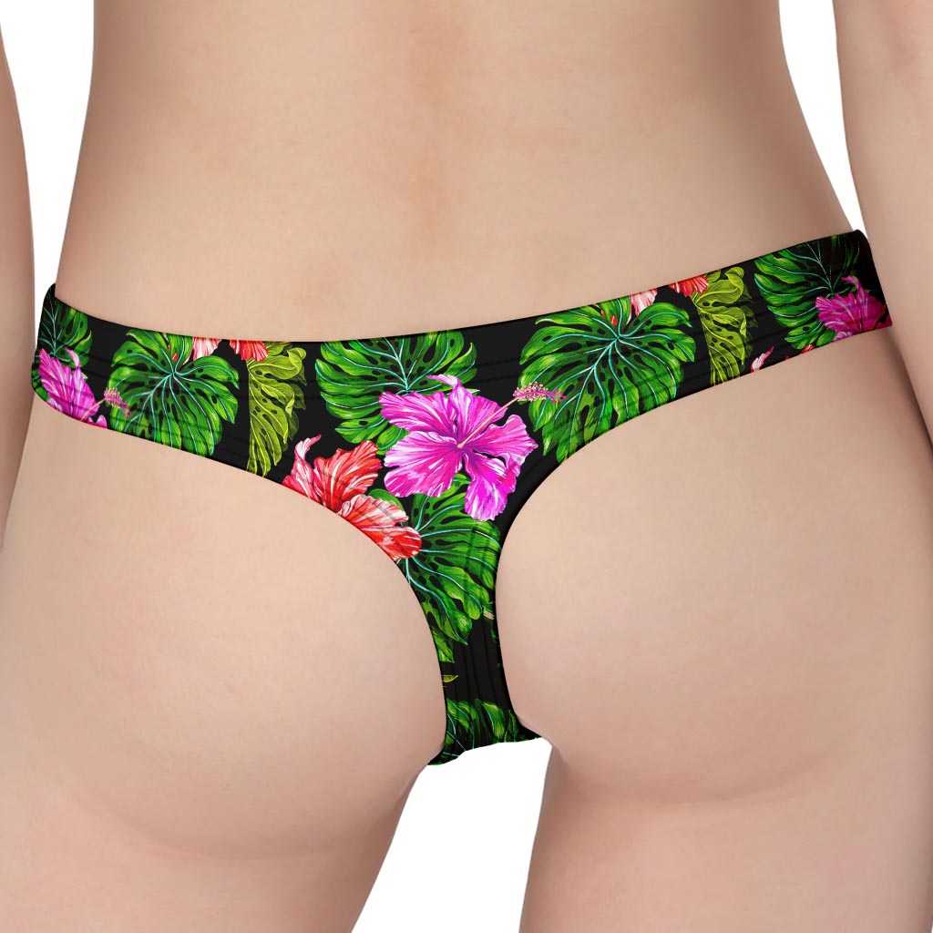 Monstera Hibiscus Hawaii Pattern Print Women's Thong