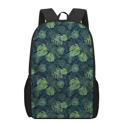Monstera Palm Leaves Pattern Print 17 Inch Backpack