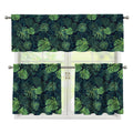 Monstera Palm Leaves Pattern Print 3 Piece Kitchen Curtains