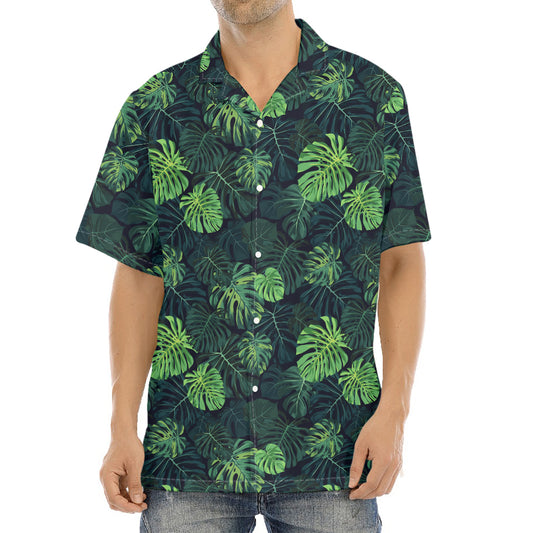 Monstera Palm Leaves Pattern Print Aloha Shirt