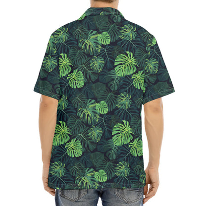 Monstera Palm Leaves Pattern Print Aloha Shirt