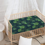 Monstera Palm Leaves Pattern Print Baby Crib Sheet
