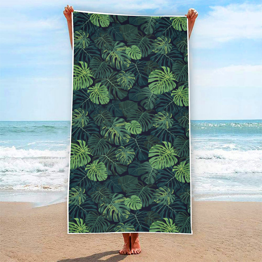 Monstera Palm Leaves Pattern Print Beach Towel