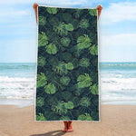 Monstera Palm Leaves Pattern Print Beach Towel