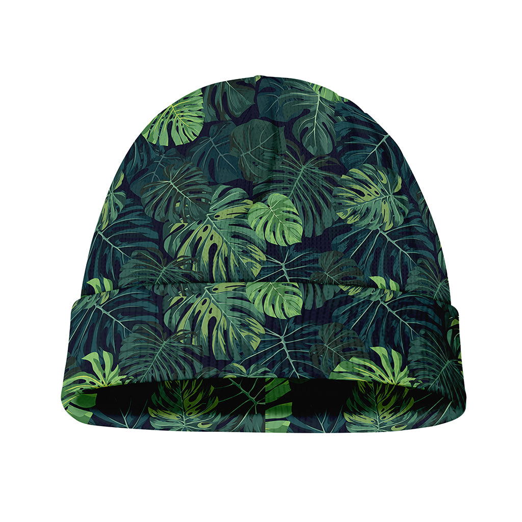 Monstera Palm Leaves Pattern Print Beanie