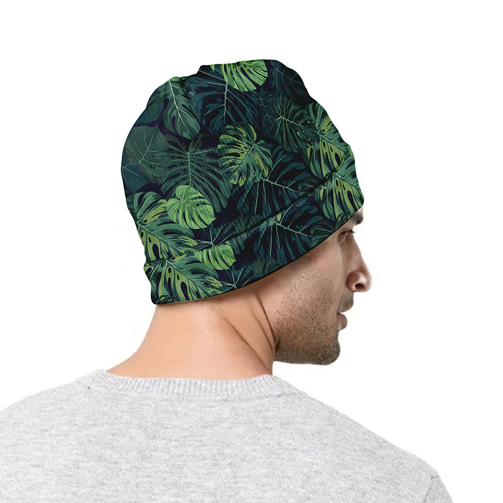 Monstera Palm Leaves Pattern Print Beanie