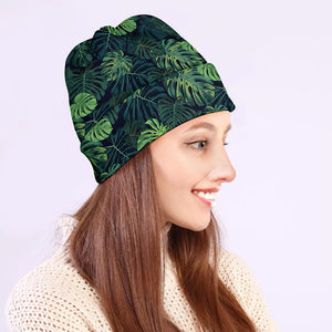 Monstera Palm Leaves Pattern Print Beanie