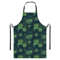 Monstera Palm Leaves Pattern Print Bib Apron With Pocket