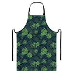 Monstera Palm Leaves Pattern Print Bib Apron With Pocket