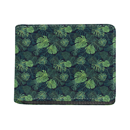 Monstera Palm Leaves Pattern Print Bifold Wallet