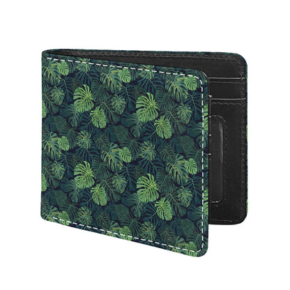 Monstera Palm Leaves Pattern Print Bifold Wallet