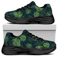 Monstera Palm Leaves Pattern Print Black Chunky Shoes