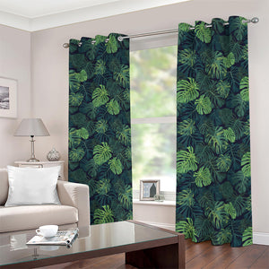 Monstera Palm Leaves Pattern Print Blackout Grommet Curtains