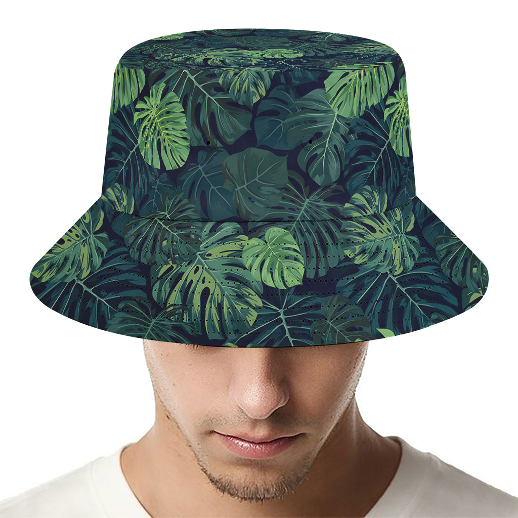 Monstera Palm Leaves Pattern Print Bucket Hat