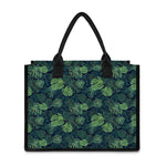 Monstera Palm Leaves Pattern Print Canvas Tote Bag