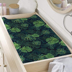 Monstera Palm Leaves Pattern Print Changing Pad Cover
