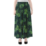 Monstera Palm Leaves Pattern Print Chiffon Maxi Skirt
