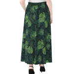 Monstera Palm Leaves Pattern Print Chiffon Maxi Skirt