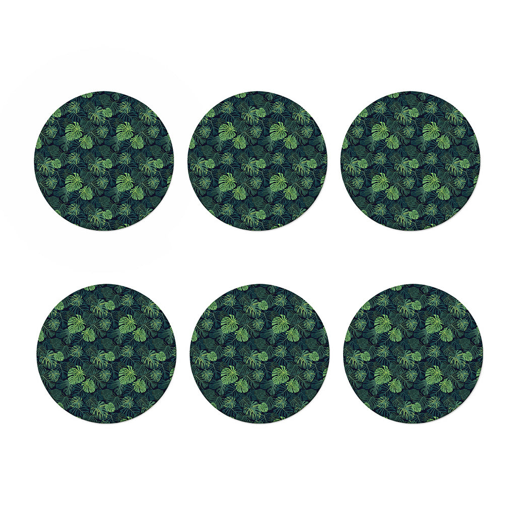 Monstera Palm Leaves Pattern Print Coaster Set
