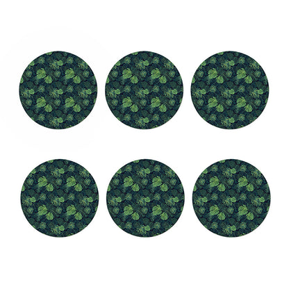 Monstera Palm Leaves Pattern Print Coaster Set