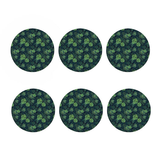 Monstera Palm Leaves Pattern Print Coaster Set