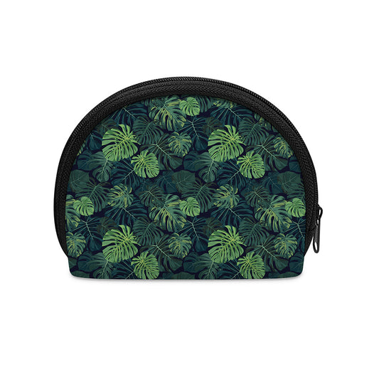 Monstera Palm Leaves Pattern Print Coin Purse