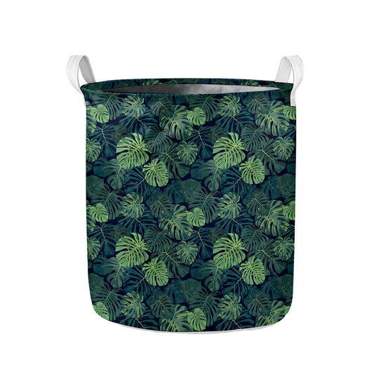 Monstera Palm Leaves Pattern Print Collapsible Laundry Basket