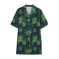 Monstera Palm Leaves Pattern Print Cotton Hawaiian Shirt