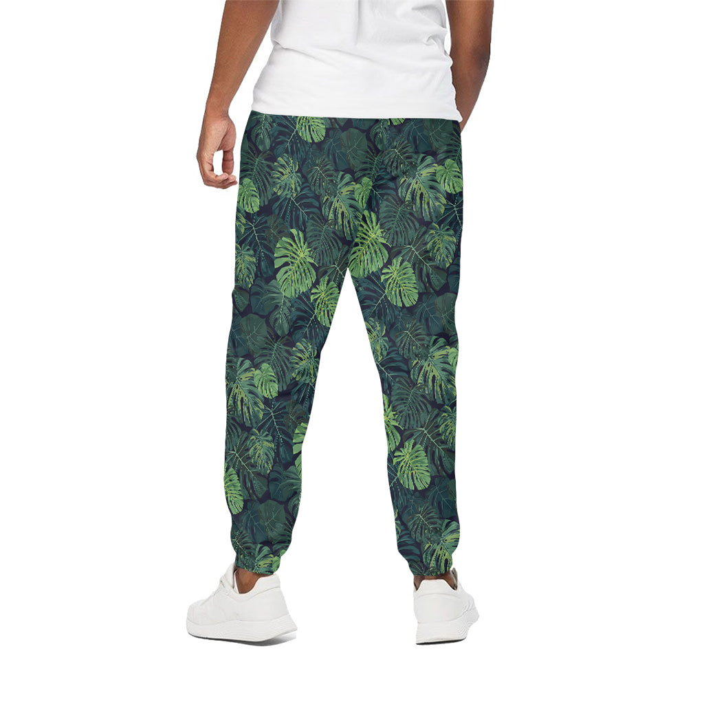 Monstera Palm Leaves Pattern Print Cotton Pants