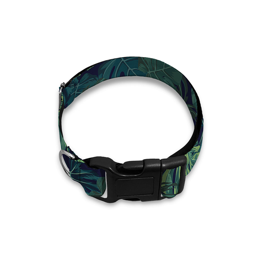 Monstera Palm Leaves Pattern Print Dog Collar