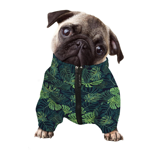Monstera Palm Leaves Pattern Print Dog Zip Up Jacket