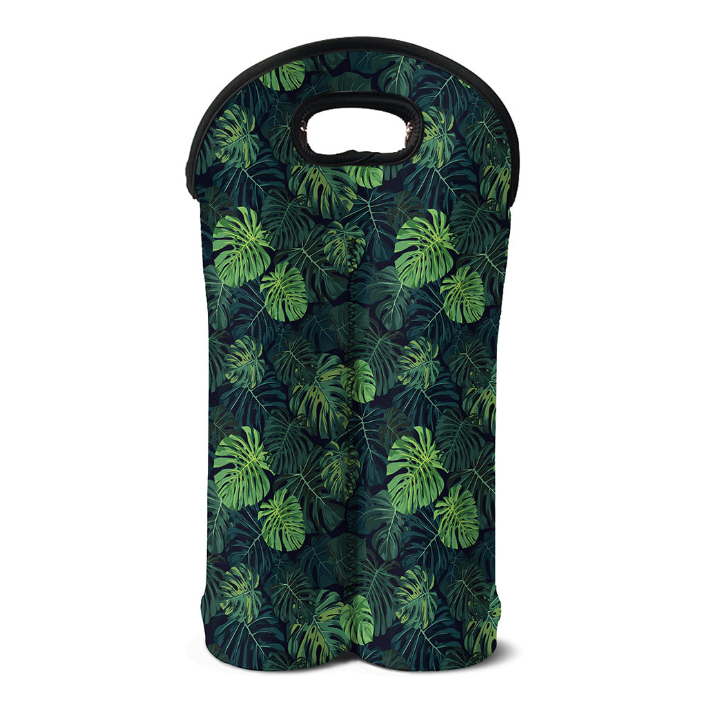 Monstera Palm Leaves Pattern Print Double Neoprene Wine Tote
