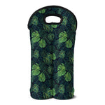 Monstera Palm Leaves Pattern Print Double Neoprene Wine Tote